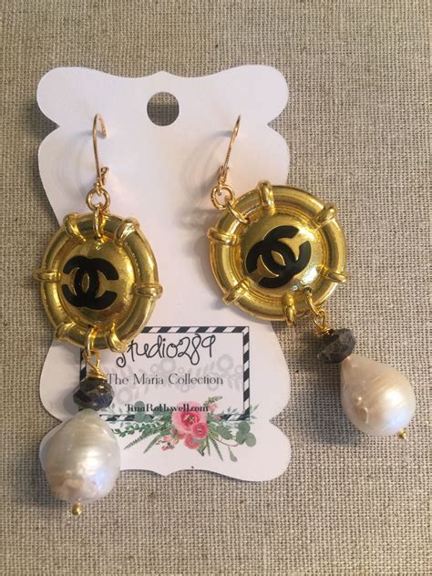 chanel pearl earrings etsy|chanel earrings for cheap outlet.